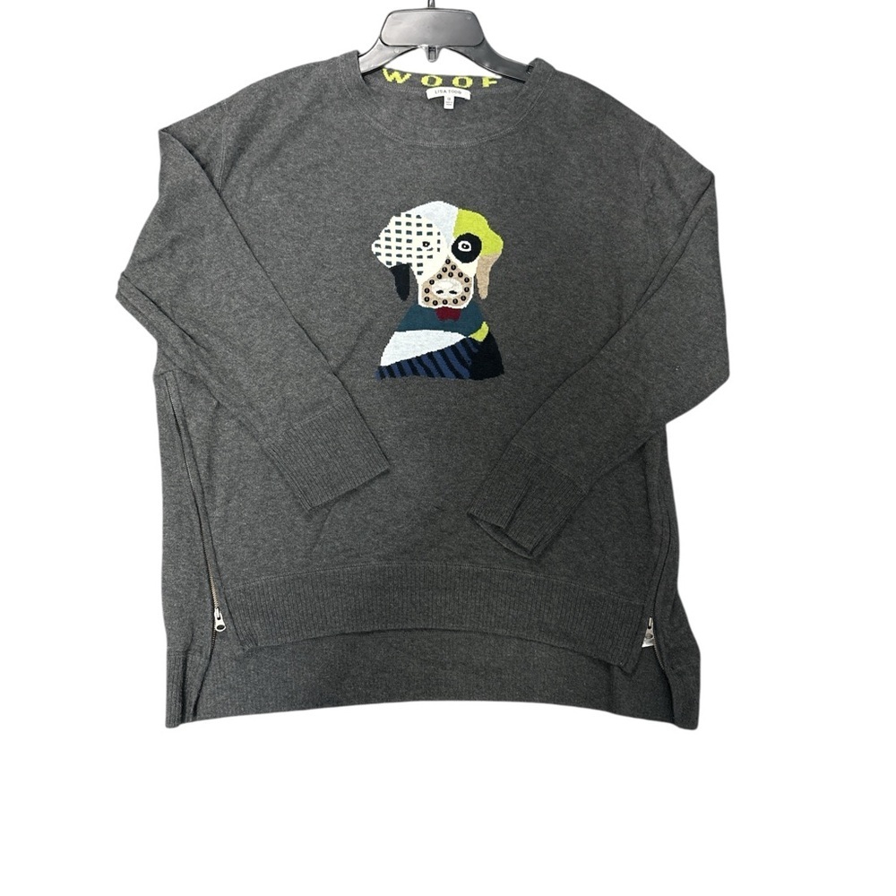 Lisa Todd Charcoal Sweater with Artistic Dog Design
